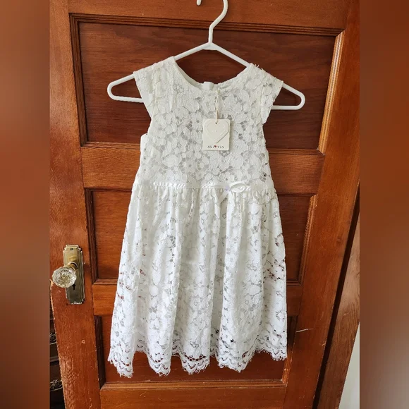 allovin Dresses Girls White Lace Dresses Size And Flower